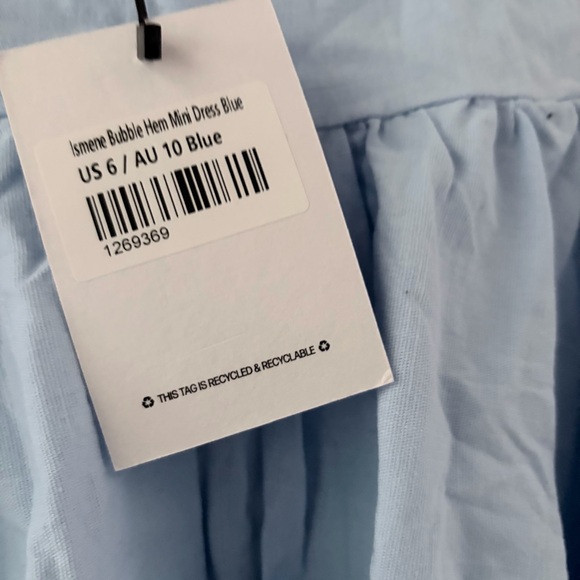 NWT Princess Polly Ismene Bubble Hem Mini Dress Blue Size 6 - Picture 5 of 8